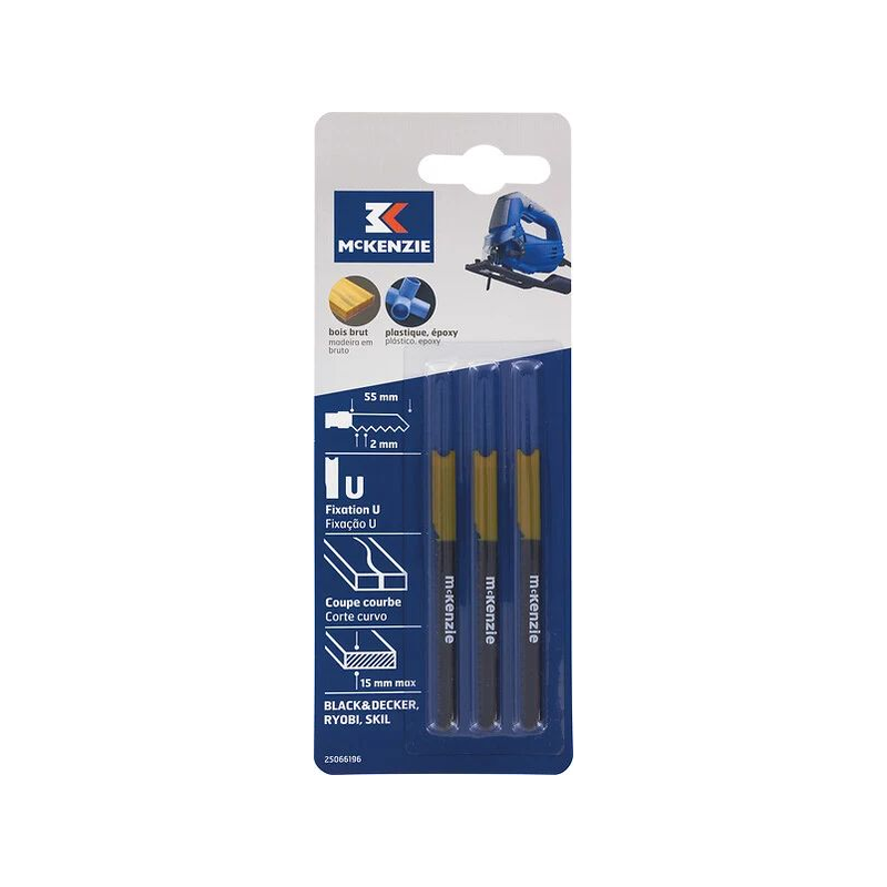 Lame scie sauteuse bois & plastique courbe 15mm max x3