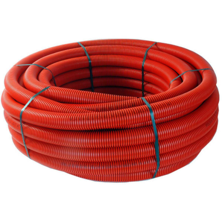 Gaine TPC annelée D.63mm rouge 50M