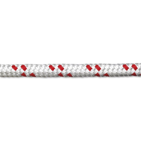 Corde polyester D.12mm blanc / rouge v/ml