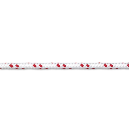 Corde polyester D.6mm blanc / rouge v/ml