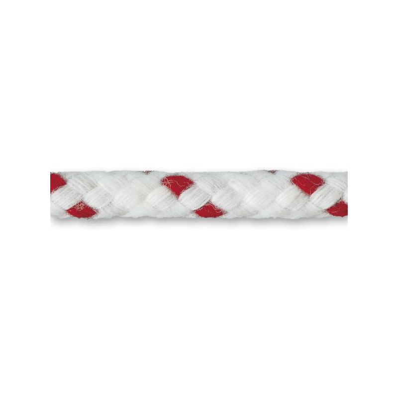 Corde polypropylène nautique tressée D.6mm blanc/rouge v/ml
