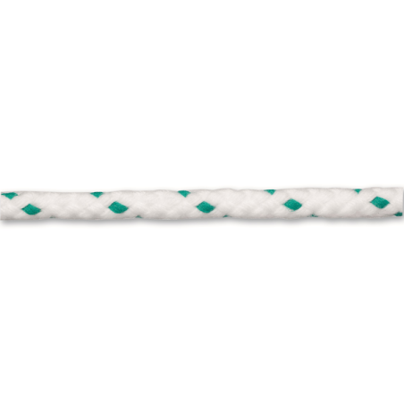 Corde polypropylène nautique tressée D.8mm blanc/verte v/ml