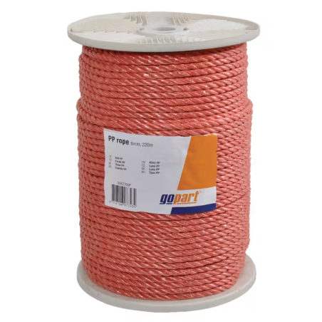 Corde polypropylène tressée D.8mm orange v/ml