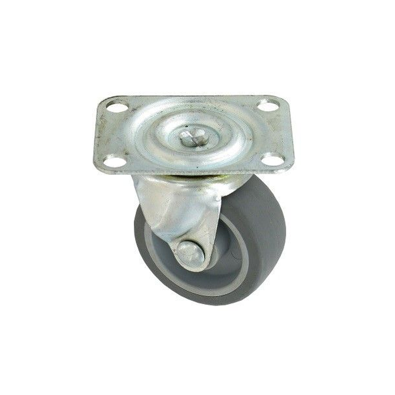 Roulette sur platine pivotante D.42mm caoutchouc 15kg