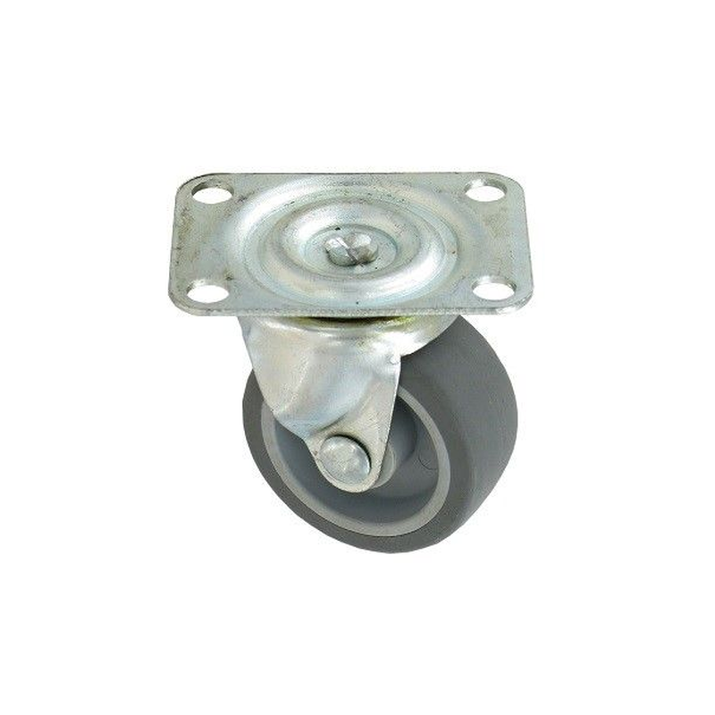 Roulette sur platine pivotante D.50mm caoutchouc