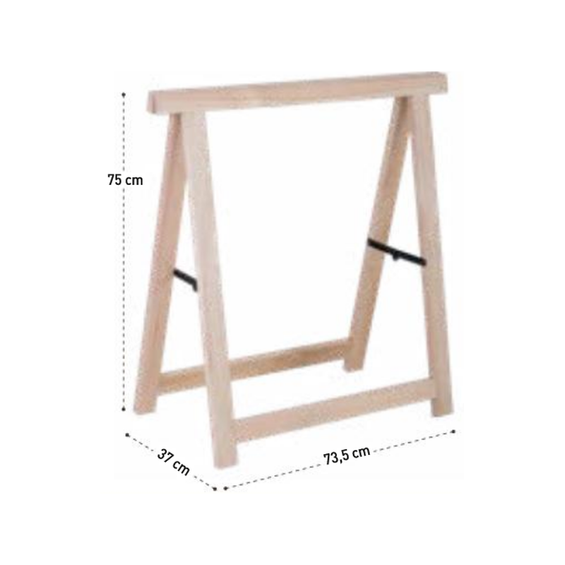Tréteau pin massif 74x37x73.5cm 800kg max pro