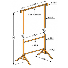 Tréteau maçon orientable H.120-219cm