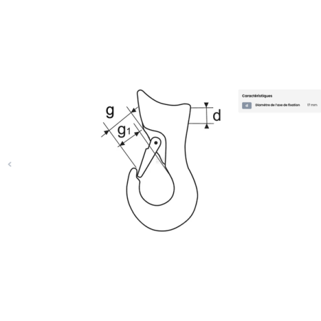 Crochet coulissant pour corde + sécurité D.13mm