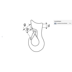 Crochet coulissant pour corde + sécurité D.16mm
