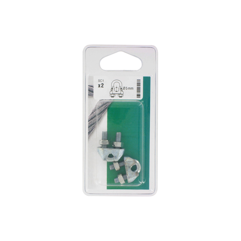 Serre câble type étrier acier zingué D.5mm x2