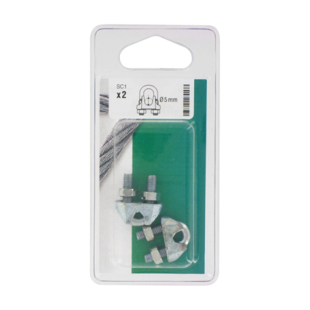 Serre câble type étrier acier zingué D.5mm x2