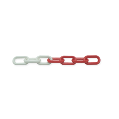Chaine plastique signalitique D.8mm blanc / rouge 2m