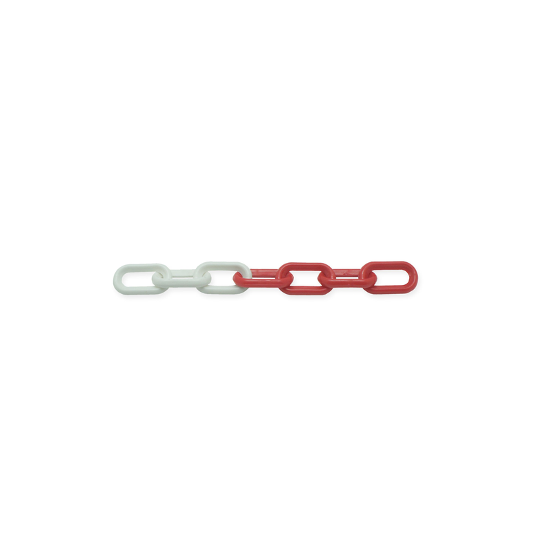 Chaine plastique signalitique D.8mm blanc / rouge 2m