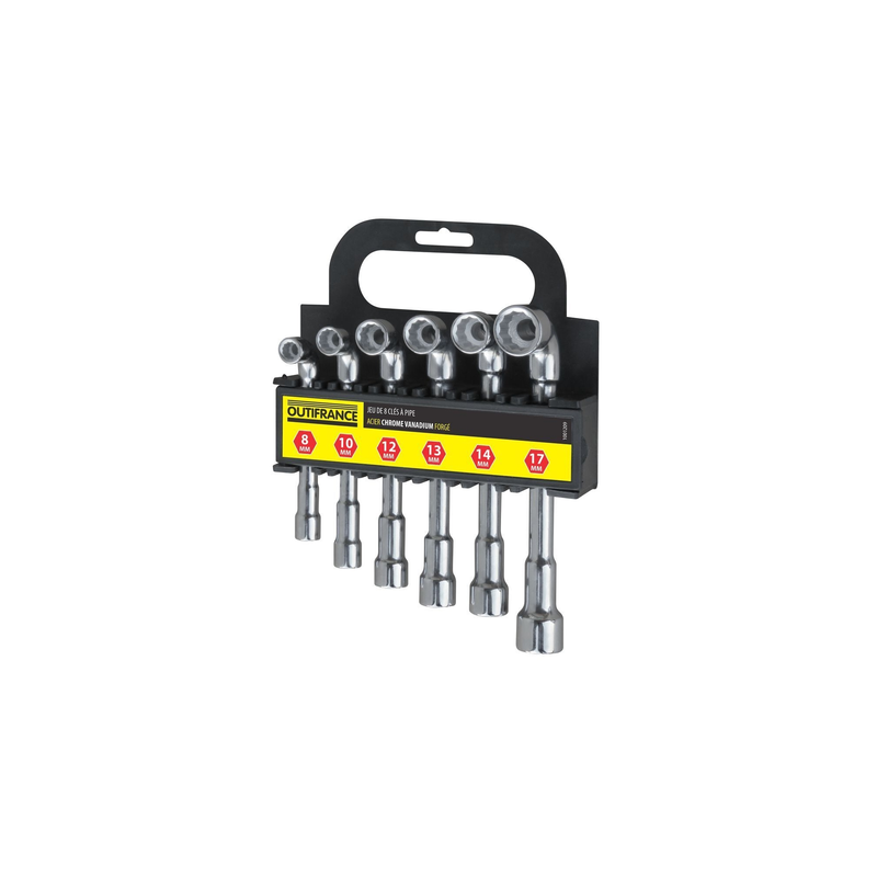 Set 6 Clés à pipe débouchées 6x12 pans D.8-10-12-13-14-17mm
