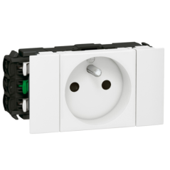 Prise de courant pour goulotte Mosaic 2p+t 2 modules blanc
