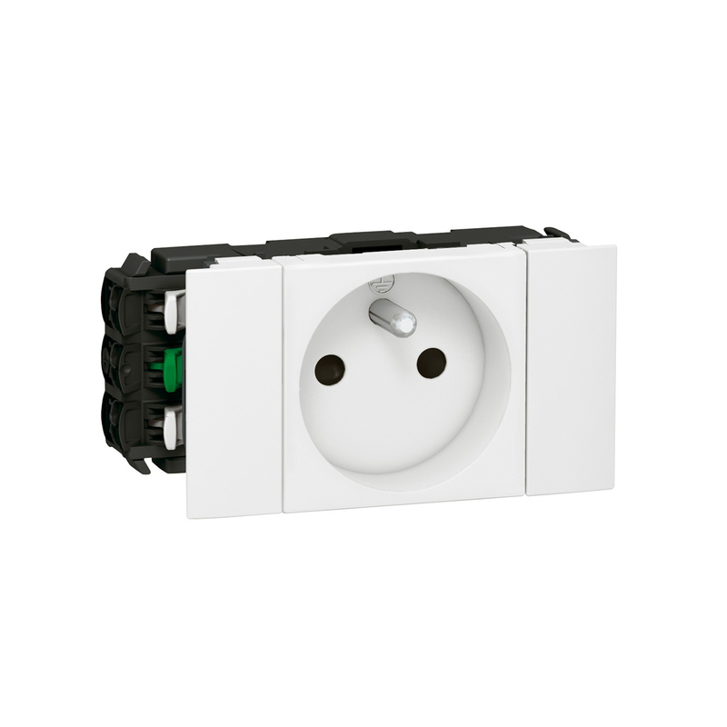 Prise de courant pour goulotte Mosaic 2p+t 2 modules blanc
