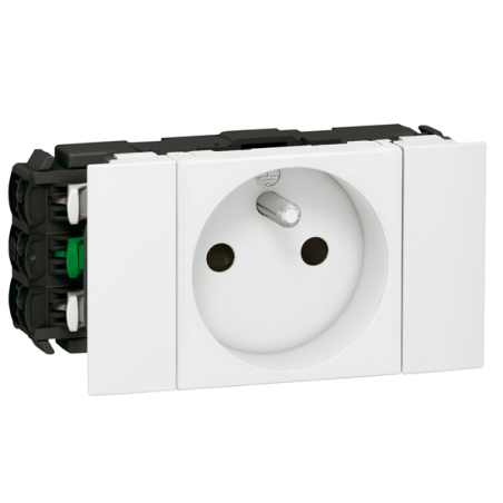Prise de courant pour goulotte Mosaic 2p+t 2 modules blanc