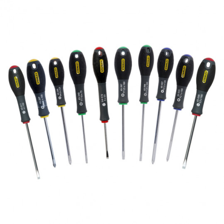 Jeu de 10 tournevis électricien + mécanicien + ph + pz + torx Stanley