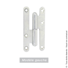 Paumelle de Paris bouts ronds acier zingué 80x45mm gauche