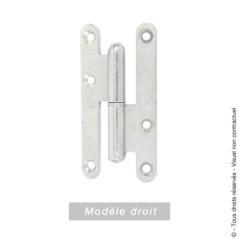 Paumelle de Paris bouts ronds acier zingué 80x40mm droite