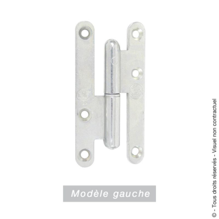 Paumelle de Paris bouts ronds acier zingué 110x55mm gauche
