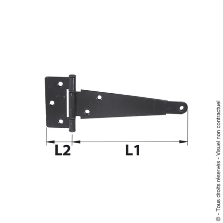 Penture anglaise acier zingué blanc 39cm 3+5 trous