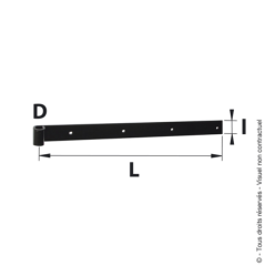 Penture droite forte acier zingué blanc D.14mm 50cm