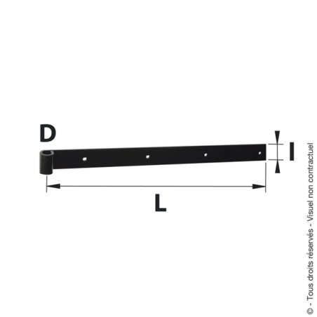 Penture droite forte acier zingué blanc D.14mm 50cm