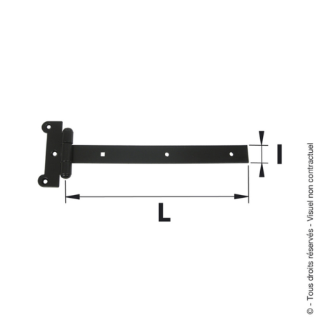 Penture type F fs acier zingué blanc 30x500mm 5 trous
