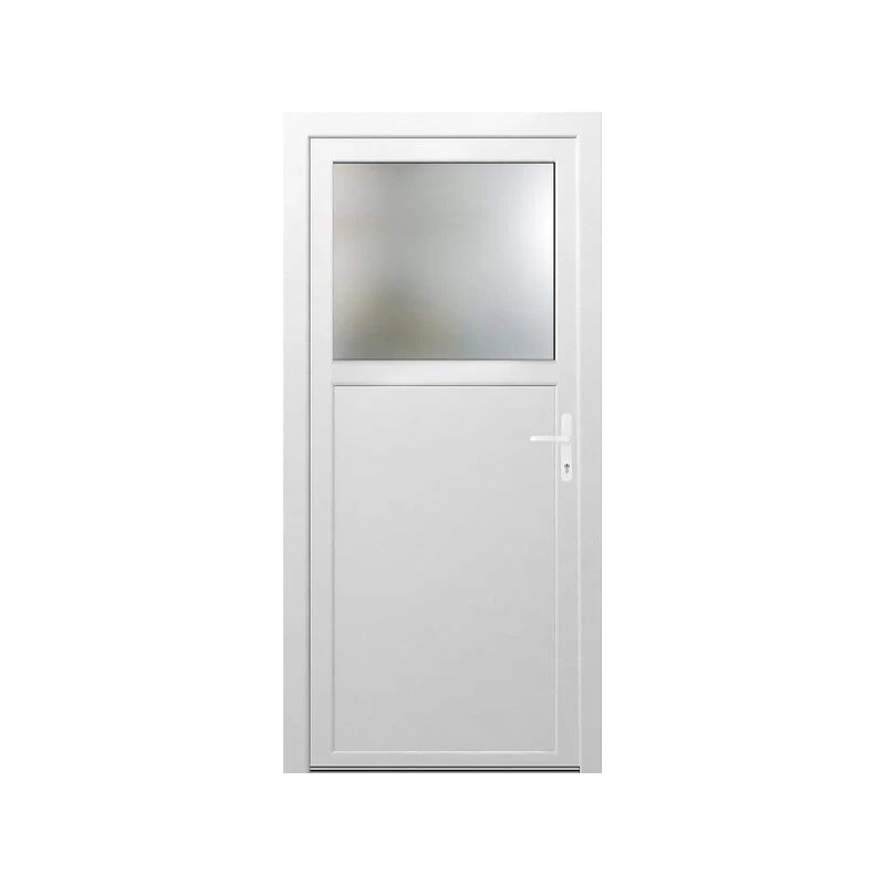 Porte de service + vitre sur 1/3 pvc 208x86cm poussant gauche