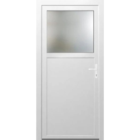 Porte de service + vitre sur 1/3 pvc 208x86cm poussant gauche