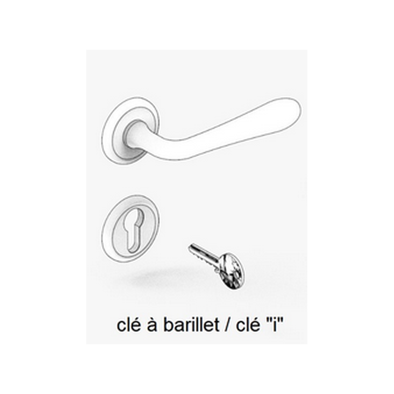 Poignee de porte à clé I alu. argent