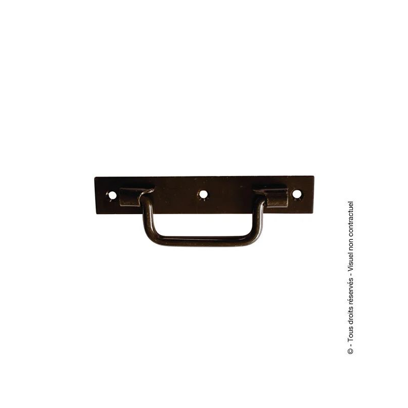 Poignée sur platine bouts carrés 140mm acier zingué blanc