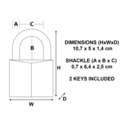 Cadenas laiton 50mm anse haute D.7mm 64mm