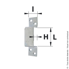 Gâche de verrou pour pêne rectangulaire 35mm acier zingué blanc
