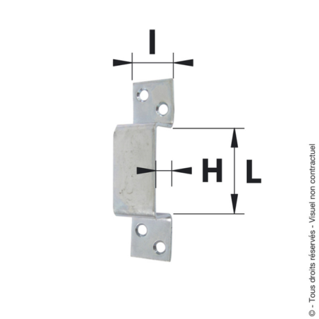 Gâche de verrou pour pêne rectangulaire 80mm acier zingué blanc