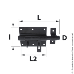 Verrou de box porte cadenas acier zingué blanc D.10mm 100x70x66mm