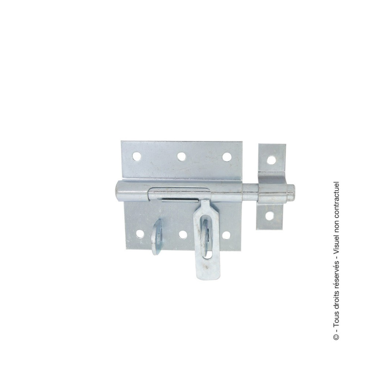 Verrou de box porte cadenas acier zingué blanc D.14mm 130x90x73mm