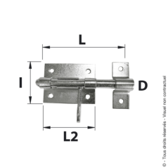 Verrou de box poire acier zingué blanc D.14mm 130x65mm
