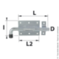Verrou pistolet 125x53mm acier zingué blanc