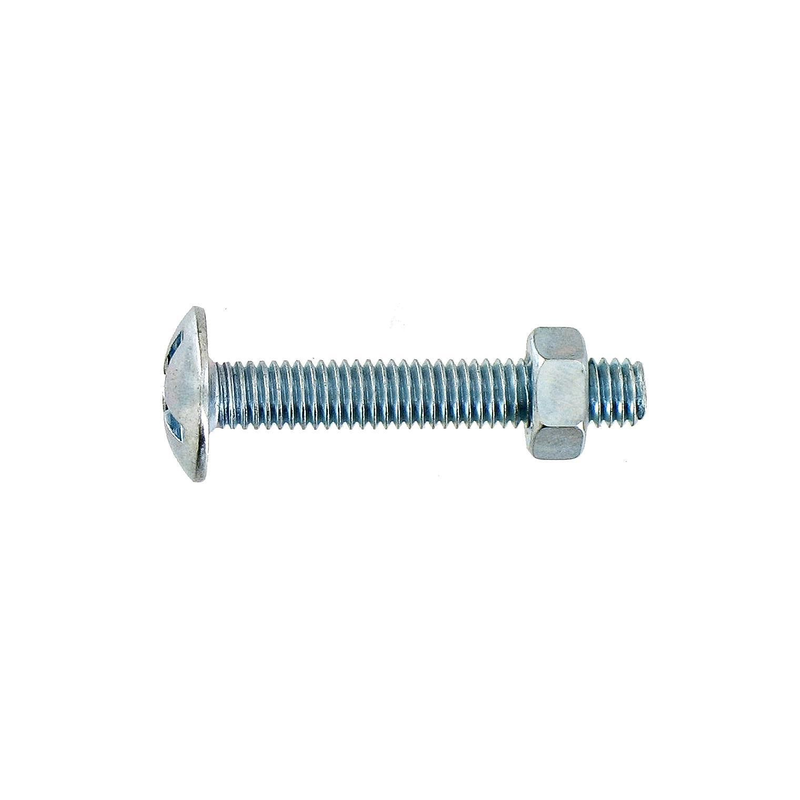 Boulon poêlier tête ronde acier zingué 6x80mm x4