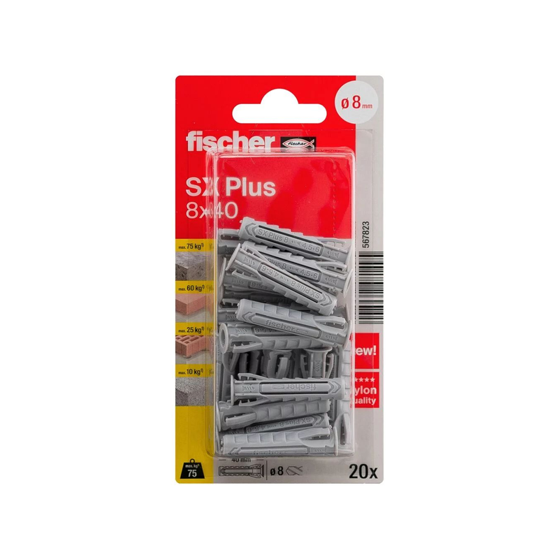 Cheville matériaux pleins / creux nylon 8x40mm x20