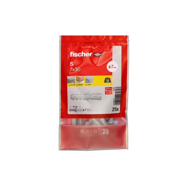 Cheville matériaux plein nylon 7x30mm x25