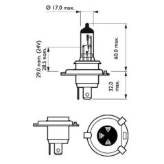 Ampoule h4 p43t-38 12v 100/90w