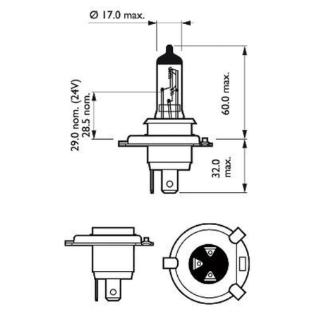 Ampoule h4 p43t-38 12v 100/90w