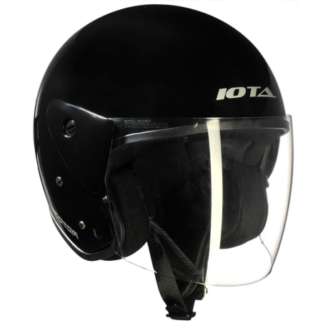 Casque de moto jet noir brillant m