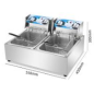 Friteuse électrique 2500w 10L + 10L 60-200°C 55x45x30cm