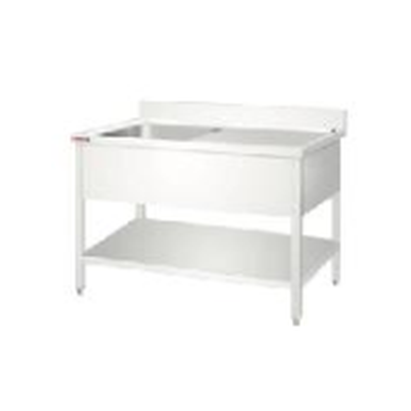 Table de travail en inox avec 1 évier 140x700x 85+10cm