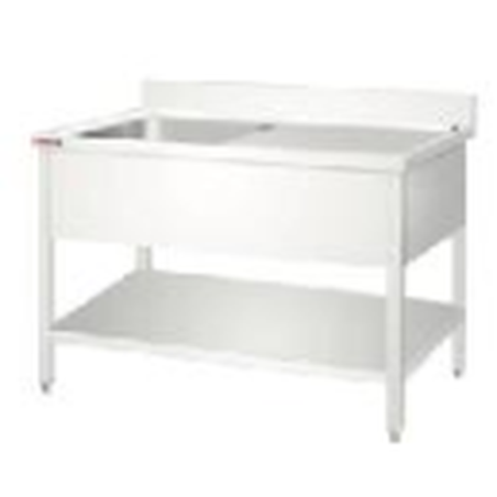 Table de travail en inox avec 1 évier 140x700x 85+10cm