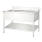 Table de travail en inox avec 1 évier 140x700x 85+10cm